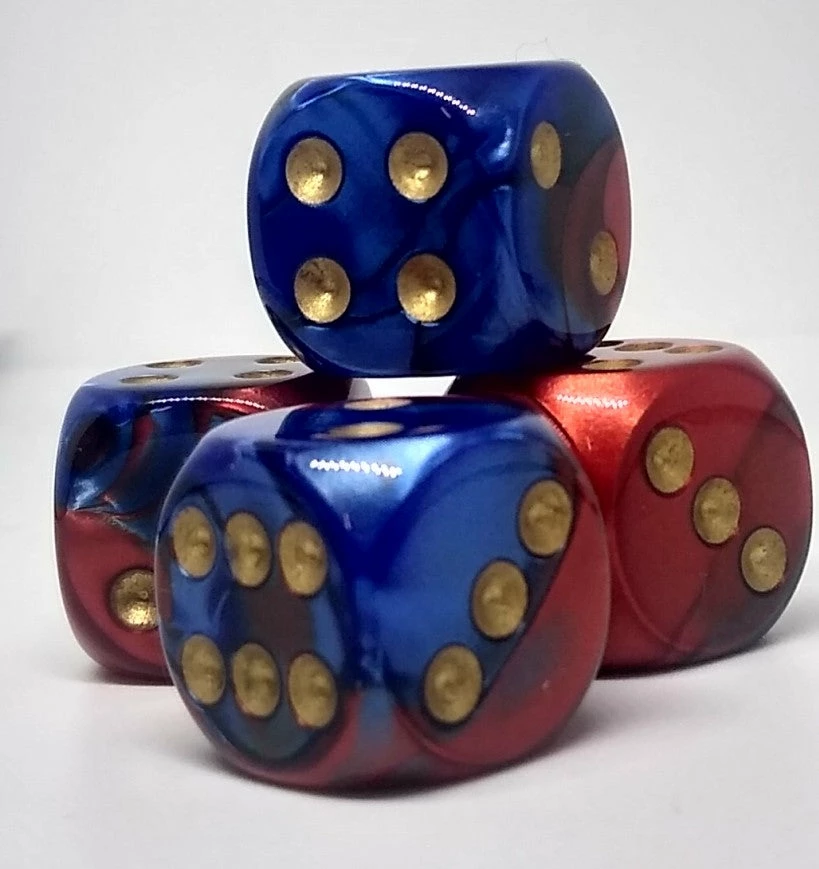 Promo π₯° Chessex 26629 Gemini: Blue-Red/Gold - 16mm D6 (12 Dice) Accessories π€© 3 Chessex 26629 Gemini: Blue-Red/Gold - 16mm D6 (12 Dice) Accessories