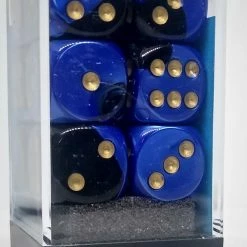 Chessex 26635 Gemini: Black-Blue/Gold - 16mm D6 (12 Dice)