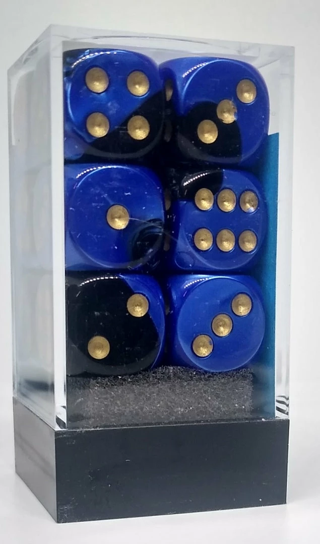 Wholesale 𧨠Chessex 26635 Gemini: Black-Blue/Gold - 16mm D6 (12 Dice) π 4 Chessex 26635 Gemini: Black-Blue/Gold - 16mm D6 (12 Dice)