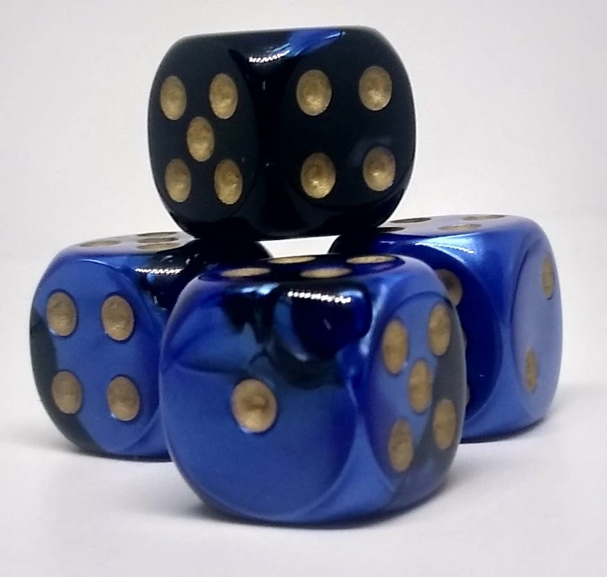 Wholesale 𧨠Chessex 26635 Gemini: Black-Blue/Gold - 16mm D6 (12 Dice) π 3 Chessex 26635 Gemini: Black-Blue/Gold - 16mm D6 (12 Dice)