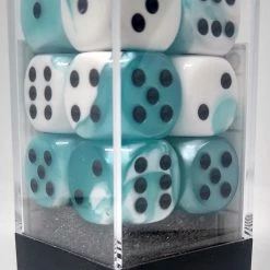 Chessex 26644 Gemini: Teal-White/Black- 16mm D6 (12 Dice) Accessories