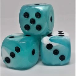 Chessex 26644 Gemini: Teal-White/Black- 16mm D6 (12 Dice) Accessories