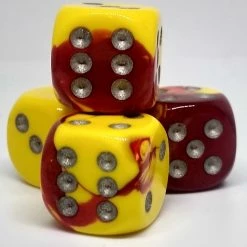 Chessex 26650 Gemini: Red-Yellow/Silver - 16mm D6 (12 Dice) Accessories