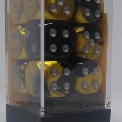 Chessex 26651 Gemini: Black-Gold/Silver - 16mm D6 (12 Dice) Accessories