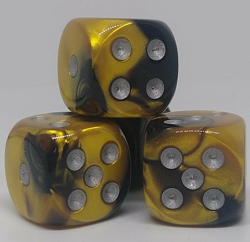 Top 10 π Chessex 26651 Gemini: Black-Gold/Silver - 16mm D6 (12 Dice) Accessories βοΈ 3 Chessex 26651 Gemini: Black-Gold/Silver - 16mm D6 (12 Dice) Accessories