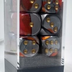 Accessories Chessex 26661 Gemini: Orange-Steel/Gold - 16mm D6 (12 Dice)