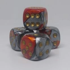 Accessories Chessex 26661 Gemini: Orange-Steel/Gold - 16mm D6 (12 Dice)