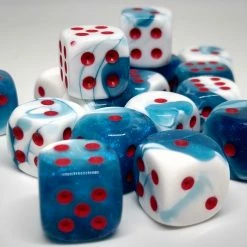 Chessex 26857 Gemini: Astral Blue/White-Red - 12mm D6 (36 Dice) Accessories