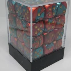 Chessex 26862 Gemini: Red-Teal/Gold - 12mm D6 (36 Dice)