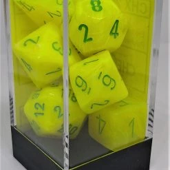Chessex 27422 Vortex: Electric Yellow/Green - Polyhedral (7 Dice) Accessories
