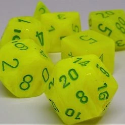 Chessex 27422 Vortex: Electric Yellow/Green - Polyhedral (7 Dice) Accessories
