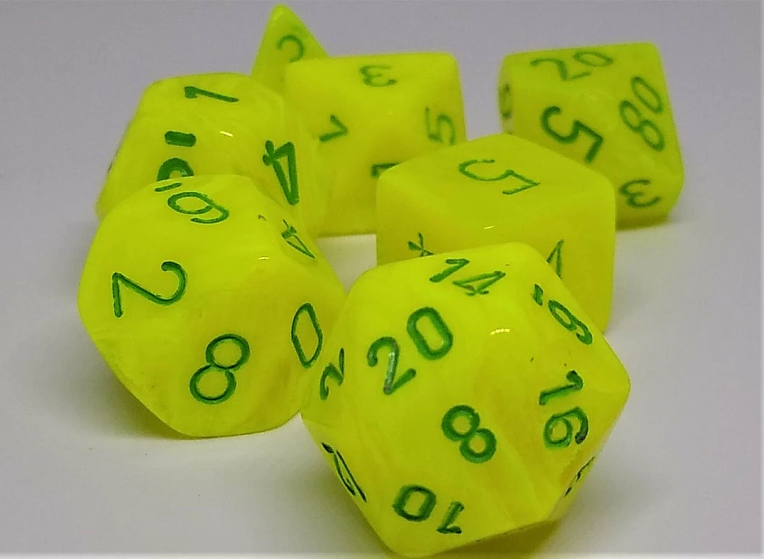 Flash Sale βοΈ Chessex 27422 Vortex: Electric Yellow/Green - Polyhedral (7 Dice) Accessories π 3 Chessex 27422 Vortex: Electric Yellow/Green - Polyhedral (7 Dice) Accessories