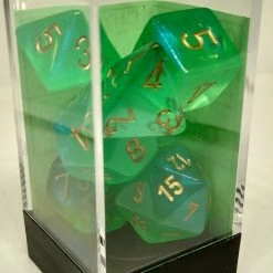 Chessex 27425 Borealis: Light Green/Gold - Polyhedral (7 Dice)