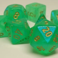 Chessex 27425 Borealis: Light Green/Gold - Polyhedral (7 Dice)