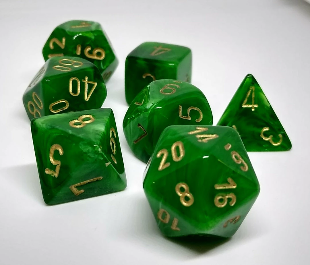 Outlet βοΈ Accessories Chessex 27435 Vortex: Green/Gold - Polyhedral (7 Dice) π 3 Accessories Chessex 27435 Vortex: Green/Gold - Polyhedral (7 Dice)