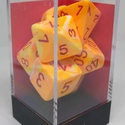 Accessories Chessex 27453 Festive: Sunburst/Red - Polyhedral (7 Dice)