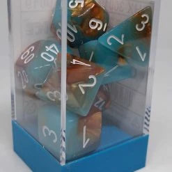 Chessex 30019 Festive: Copper Turquoise/White - Polyhedral (7 Dice)