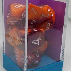 Chessex 30021 Gemini: Orange-Purple/White - Polyhedral (7 Dice)