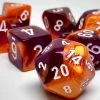 Chessex 30021 Gemini: Orange-Purple/White - Polyhedral (7 Dice)