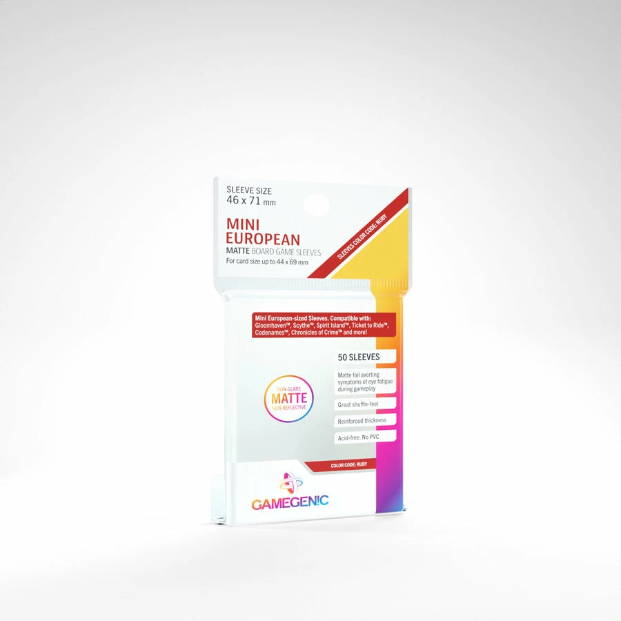 Budget π Gamegenic Clear Matte Sleeves: Mini European (46 X 71 Mm) (Color Code: Ruby) π 3 Gamegenic Clear Matte Sleeves: Mini European (46 X 71 Mm) (Color Code: Ruby)