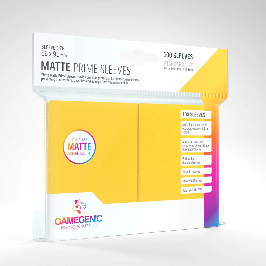 Gamegenic Accessories Matte Prime Sleeves: Yellow (66 X 91 Mm)