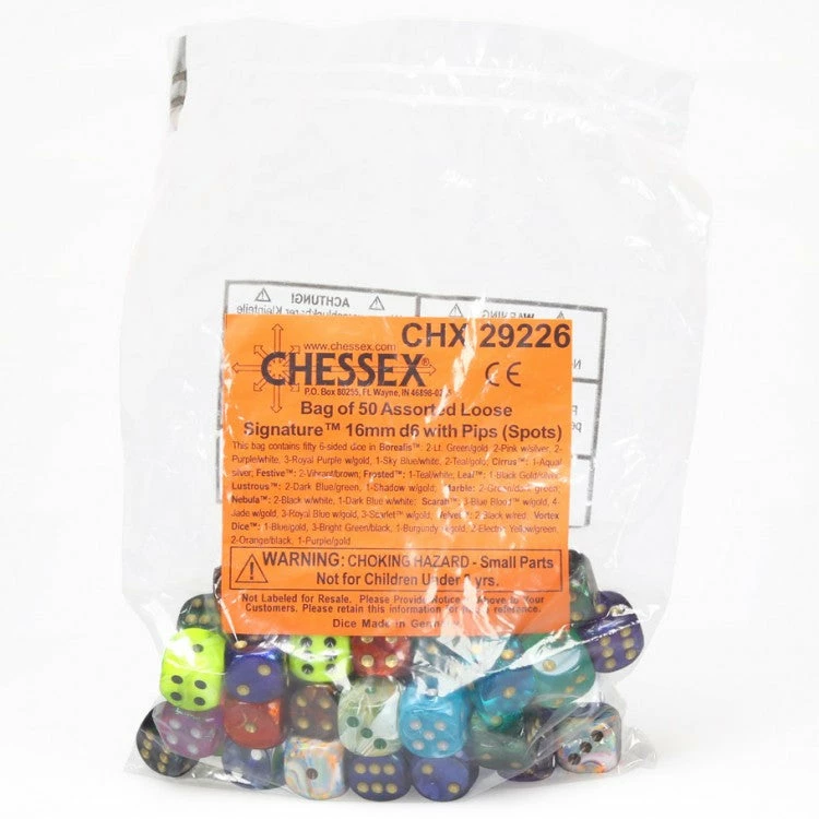 Budget 𧨠Chessex 29226 - Bag Of 50 Assorted Loose Signature 16mm Dice π 3 Chessex 29226 - Bag Of 50 Assorted Loose Signature 16mm Dice