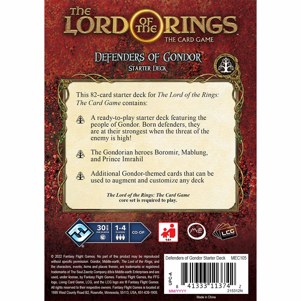 Buy π Fantasy Flight Games The Lord Of The Rings: The Card Game β Defenders Of Gondor Starter Deck π₯ 4 Fantasy Flight Games The Lord Of The Rings: The Card Game β Defenders Of Gondor Starter Deck